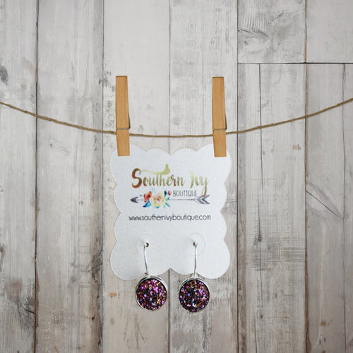 Berry & Silver Dangle Druzy Earring - Southern Ivy Boutique