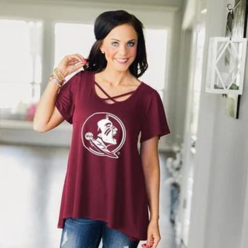 Gameday Couture Cross My Heart Top - Florida State - Southern Ivy Boutique