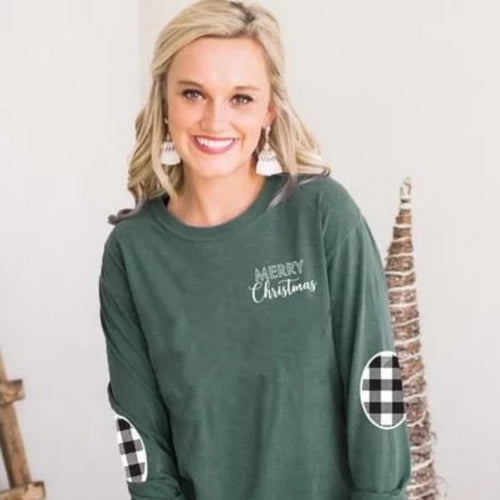 Gameday Couture I'll Be Home Holiday Elbow Patch Shirt - Southern Ivy Boutique