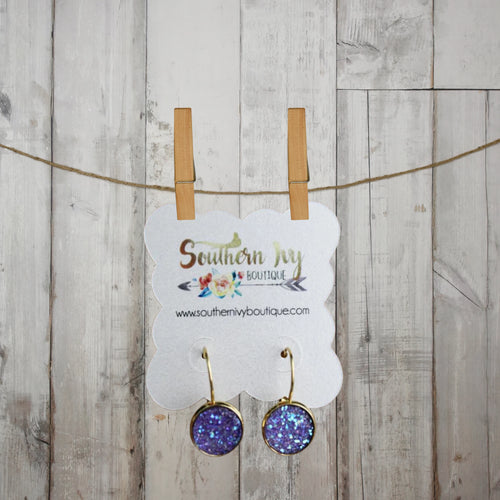 Lavender & Gold Dangle Druzy Earring - Southern Ivy Boutique