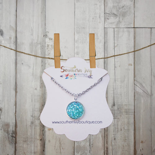 Seaside Blue & Silver Druzy Necklace - Southern Ivy Boutique