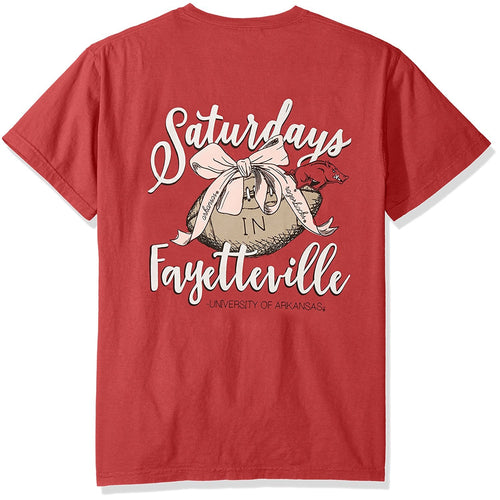 Laces and Bows Collegiate T-Shirt - Arkansas - Southern Ivy Boutique