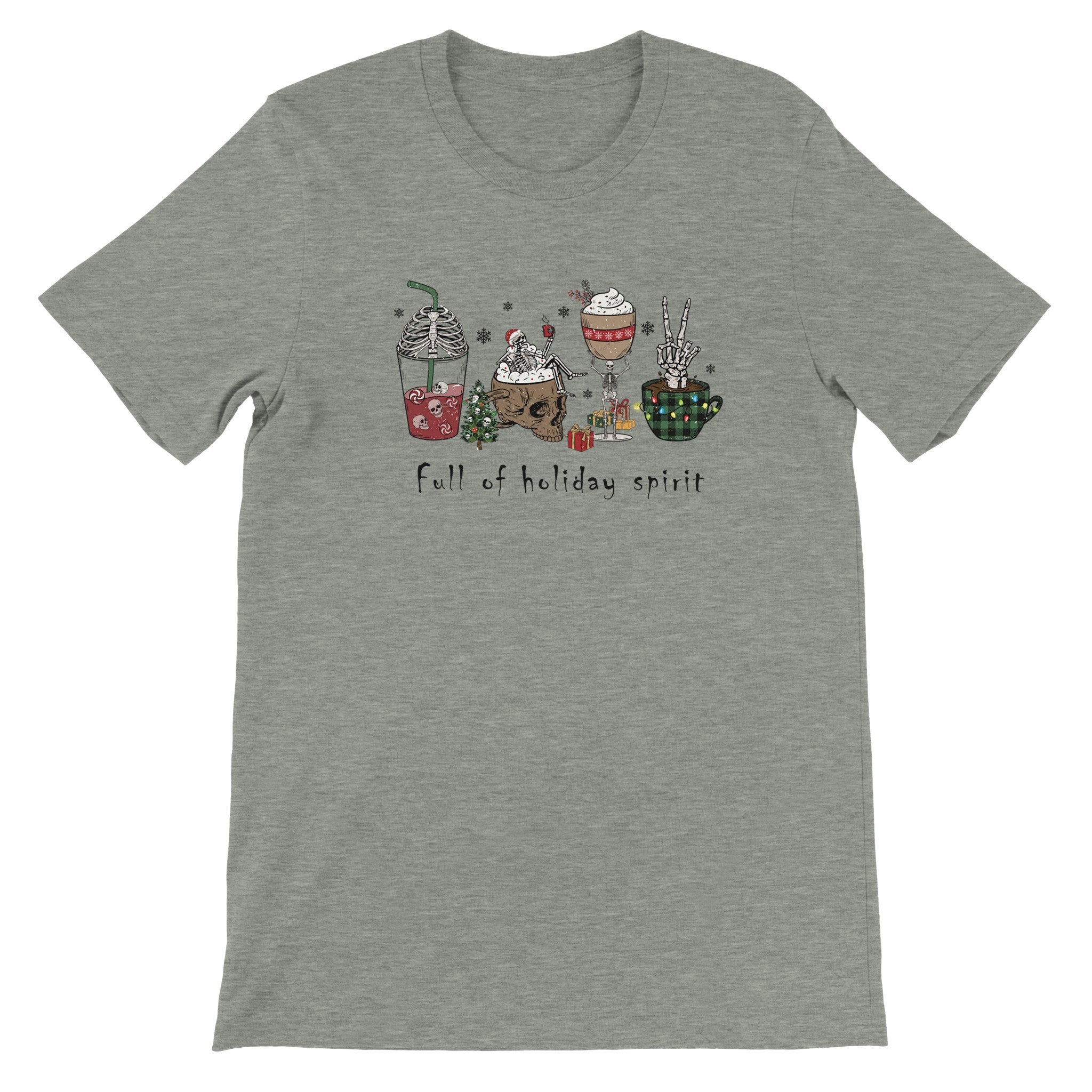 Full of Holiday Spirit Crewneck T-shirt I Skeleton Christmas