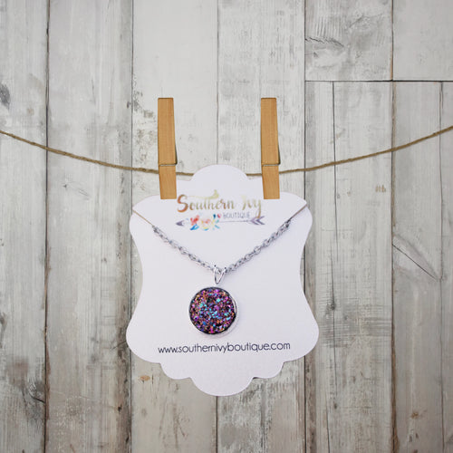 Berry & Silver Druzy Necklace - Southern Ivy Boutique