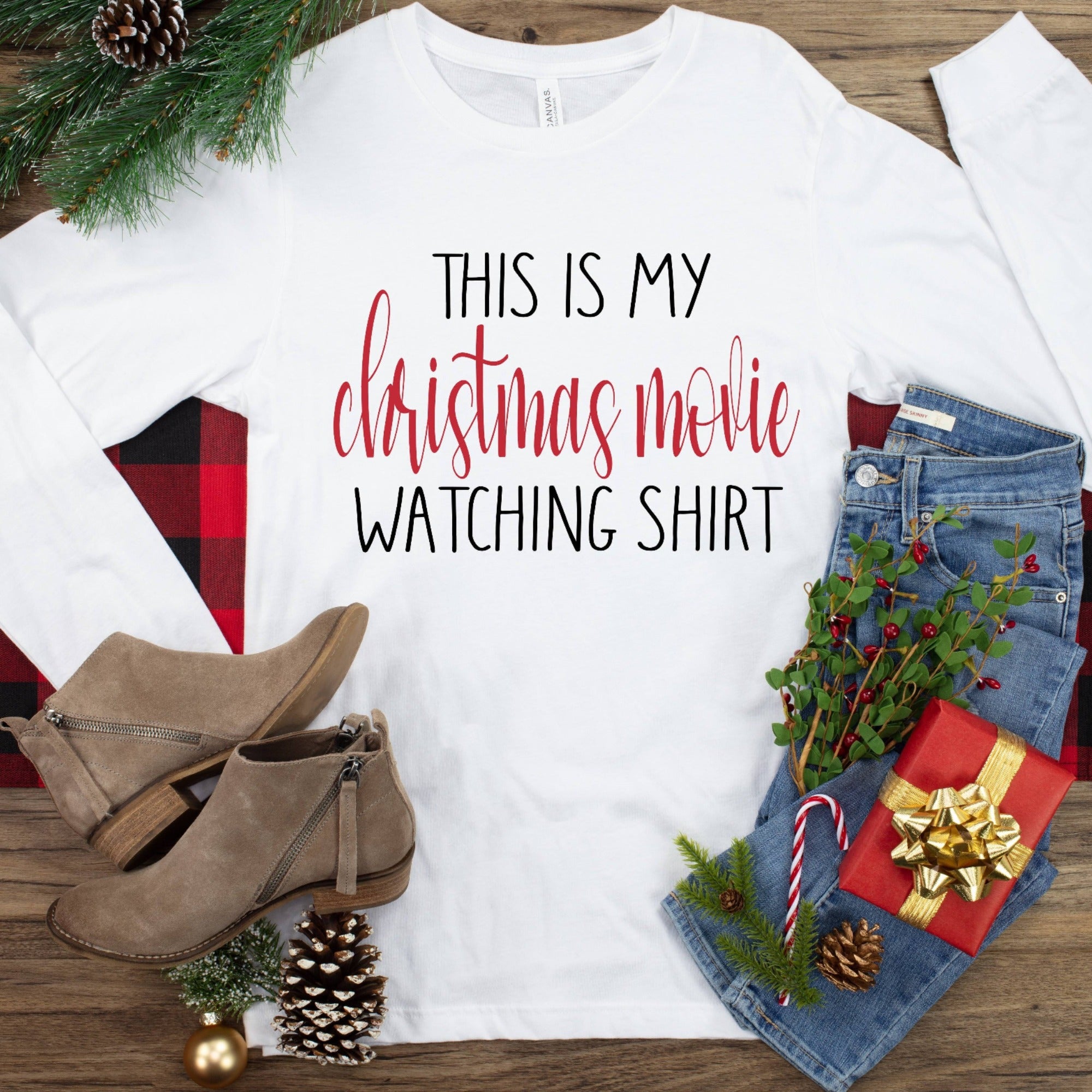 Christmas Movie Watching Long Sleeve T-Shirt