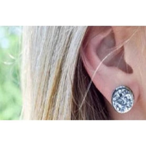Dark Blue & Silver Post Druzy Earring - Southern Ivy Boutique