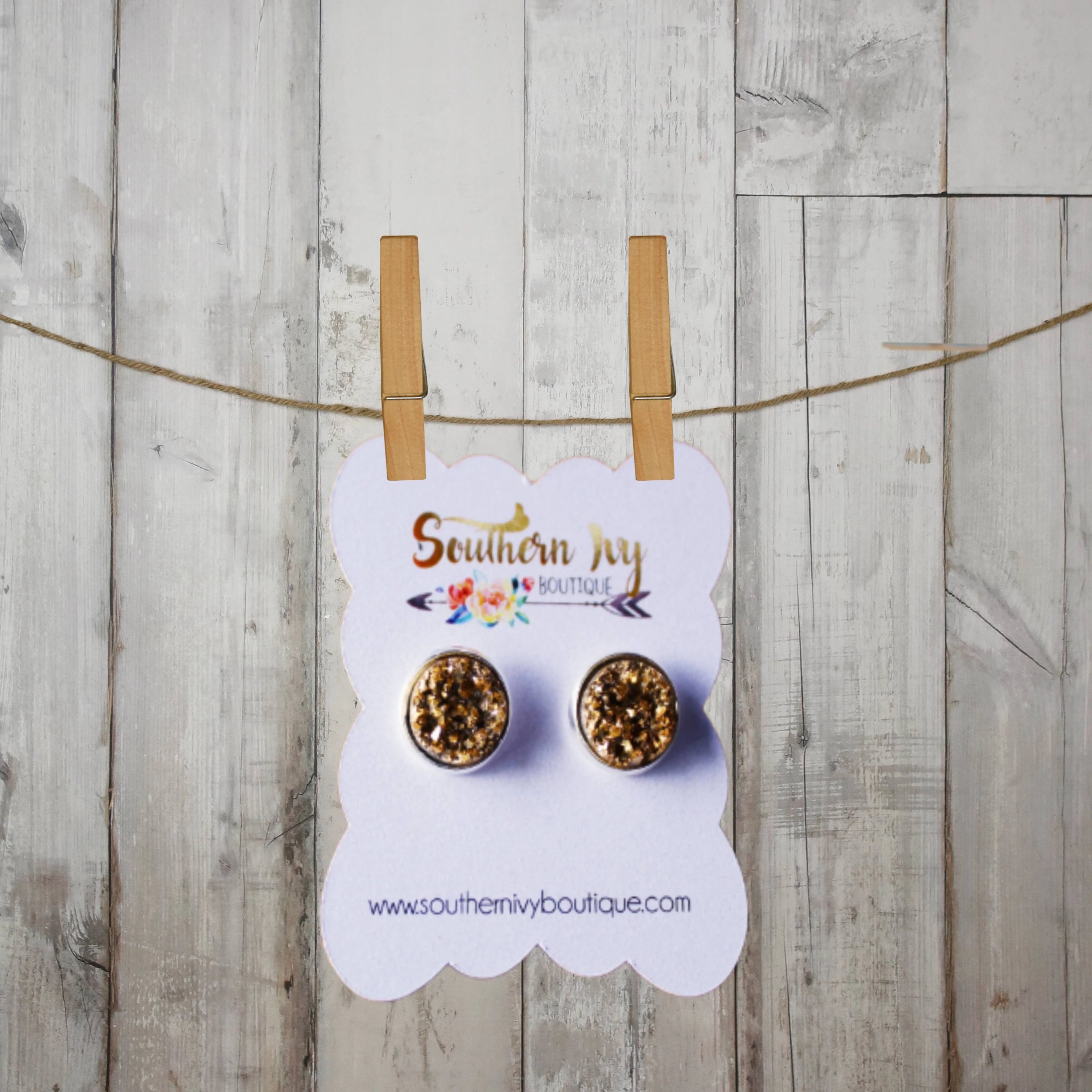 Gold & Silver Post Druzy Earring - Southern Ivy Boutique