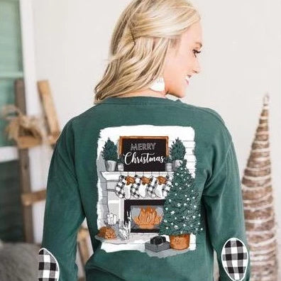 Gameday Couture I'll Be Home Holiday Elbow Patch Shirt - Southern Ivy Boutique
