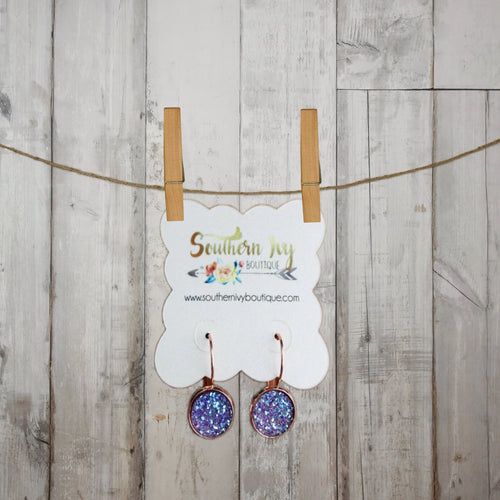 Lavender & Rose Gold Dangle Druzy Earring - Southern Ivy Boutique