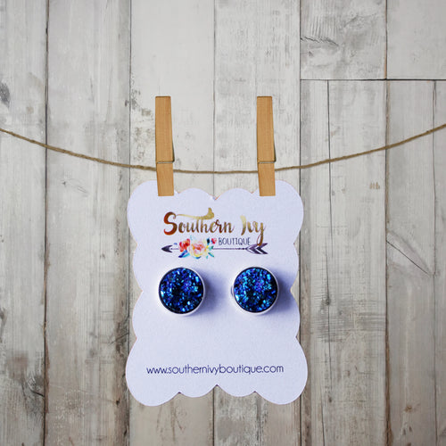 Mermaid Blue & Silver Post Druzy Earring - Southern Ivy Boutique