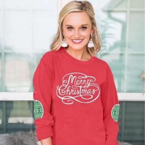 Gameday Couture Merry Christmas To All Elbow Patch Shirt - Southern Ivy Boutique