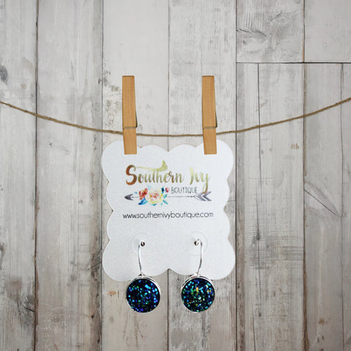 Midnight Blue & Silver Dangle Druzy Earring - Southern Ivy Boutique