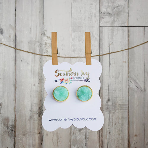 Mint & Gold Post Druzy Earring - Southern Ivy Boutique