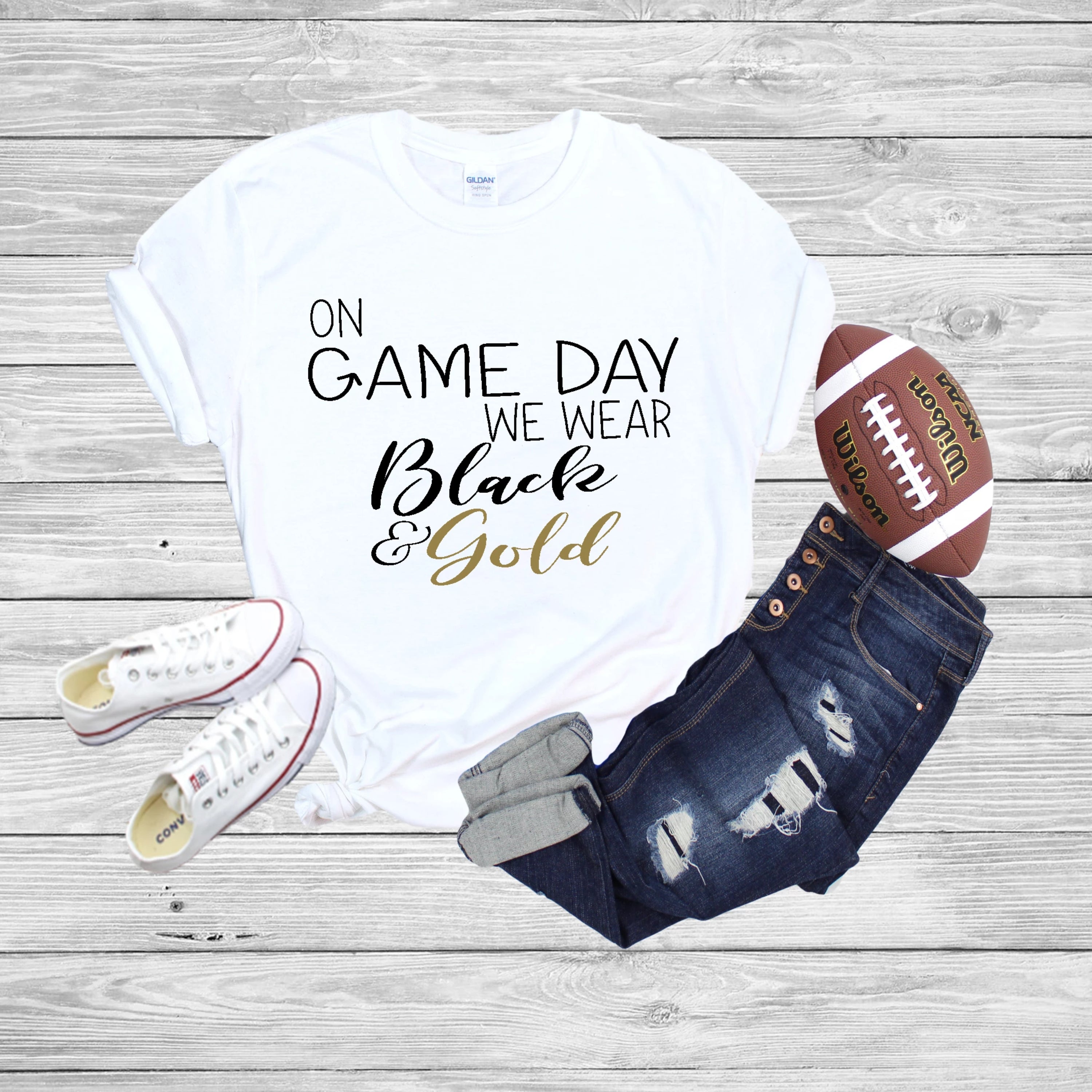 On Gameday We Wear Black & Gold T-Shirt - Southern Ivy Boutique