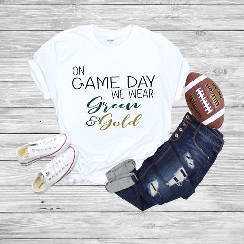 On Gameday We Wear Green & Gold T-Shirt - Southern Ivy Boutique