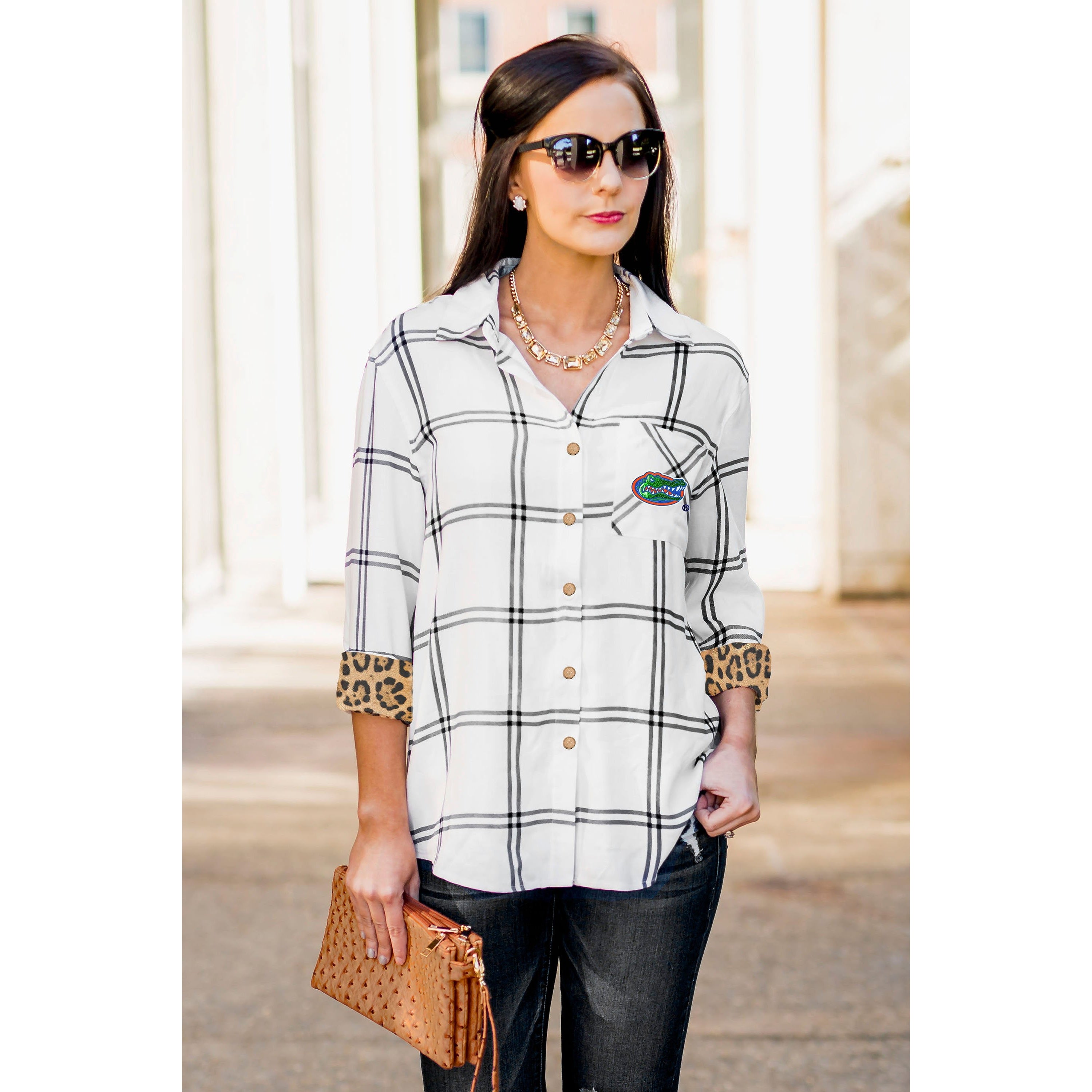 Gameday Couture Wild About Plaid Top - UF - Southern Ivy Boutique