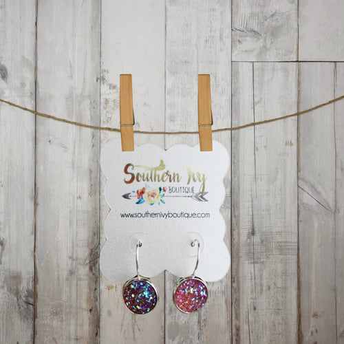 Pink & Silver Dangle Druzy Earring - Southern Ivy Boutique