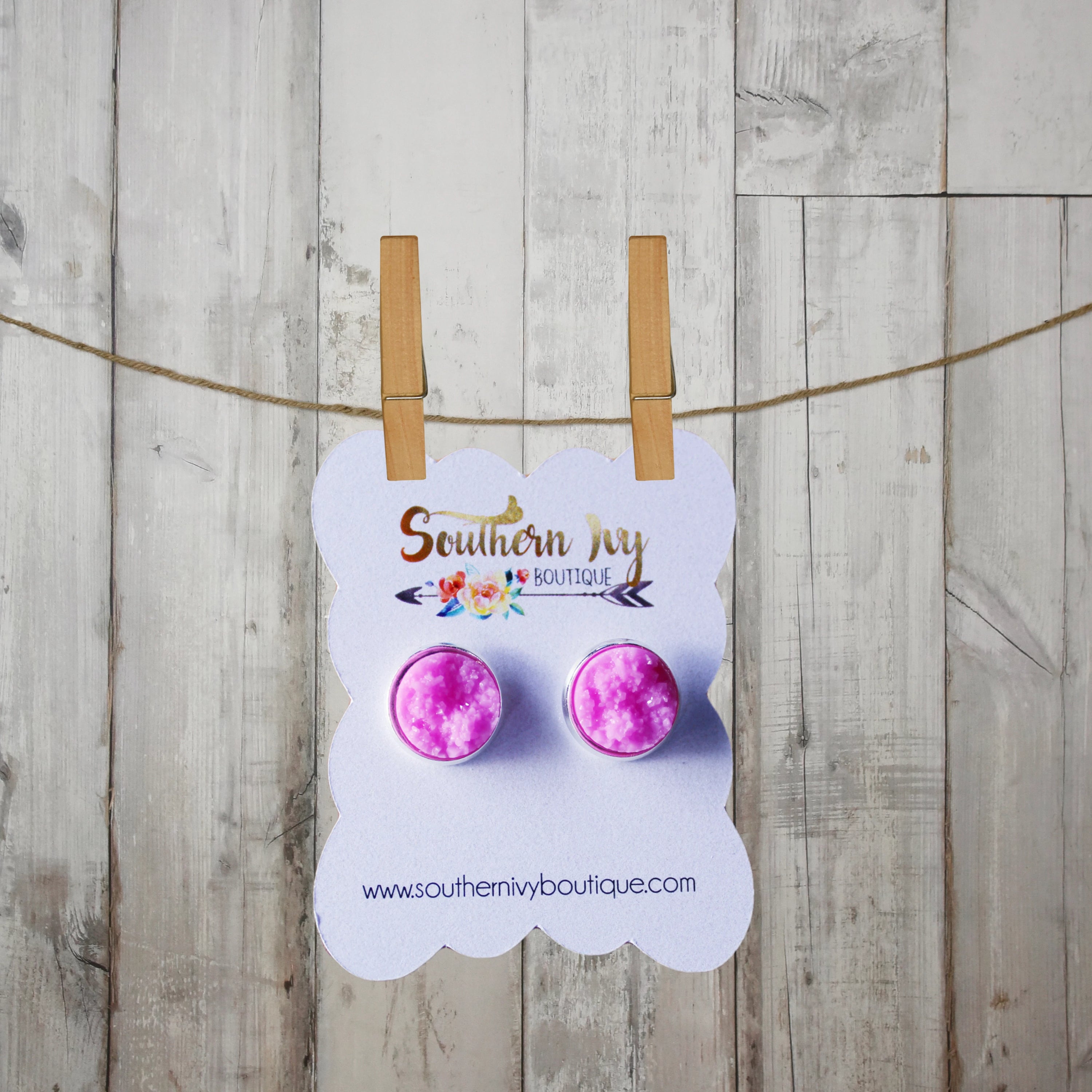Pink & Silver Post Druzy Earring - Southern Ivy Boutique