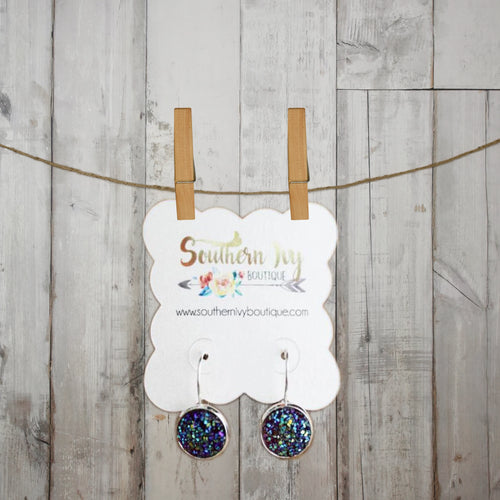 Plum & Silver Dangle Druzy Earring - Southern Ivy Boutique