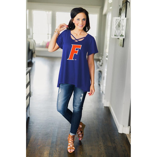 Gameday Couture Cross My Heart Top - Florida - Southern Ivy Boutique