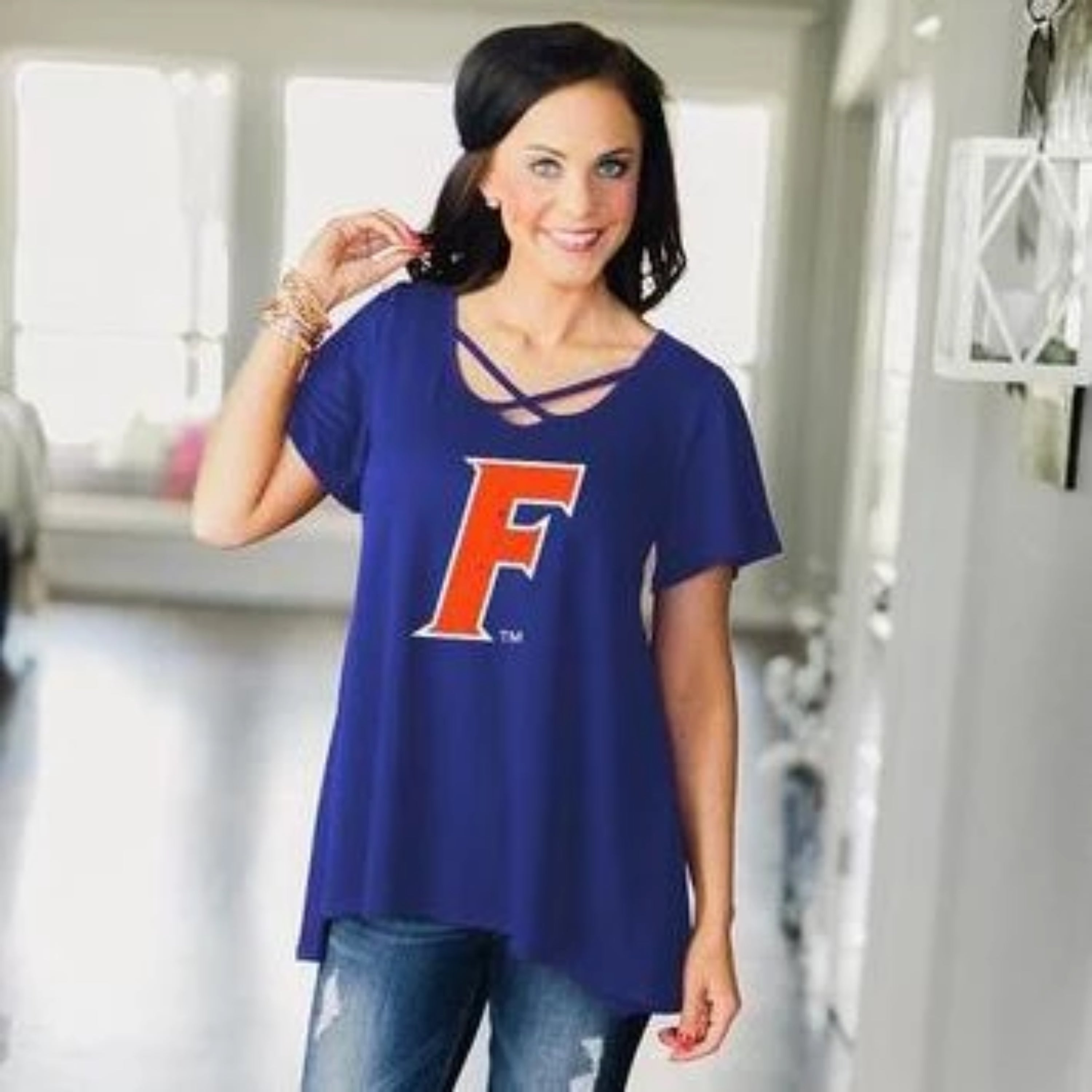 Gameday Couture Cross My Heart Top - Florida - Southern Ivy Boutique