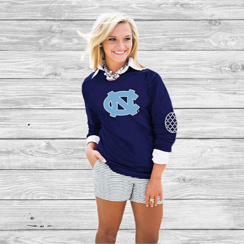Gameday Couture Forever Young Elbow Patch Long Sleeve T-Shirt - North Carolina - Southern Ivy Boutique